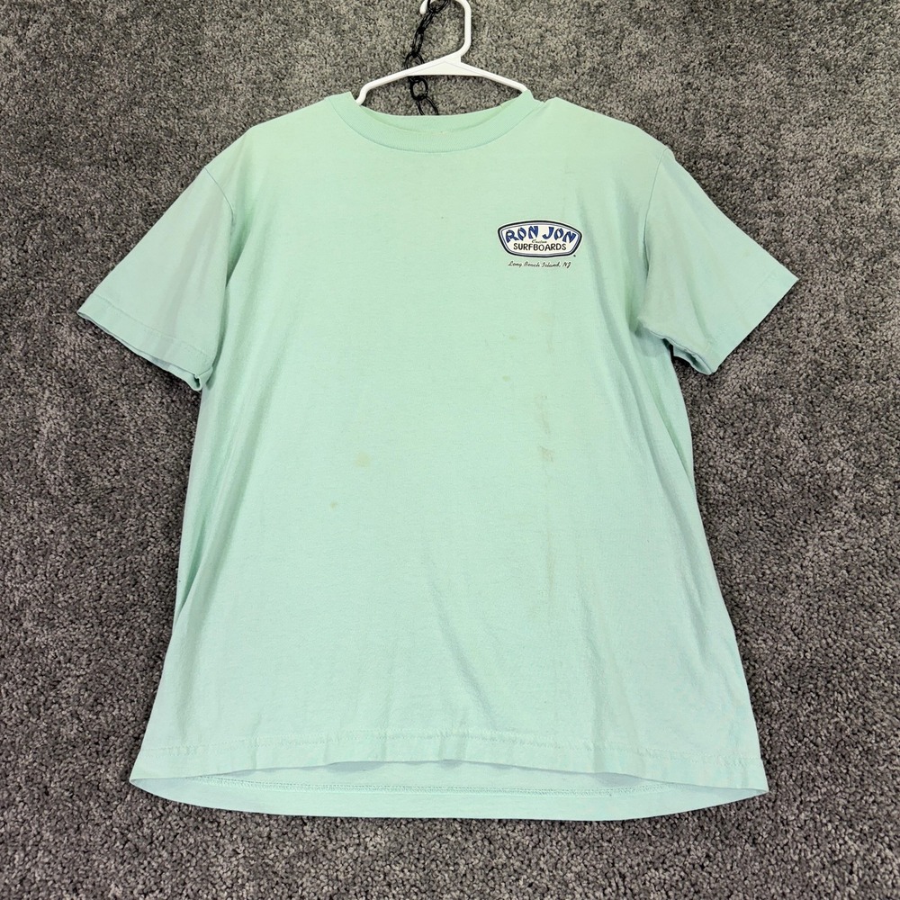 Ron Jon Surf Shop Shirt Mens Medium Blue Green Surfboards Logo Graphic Beach